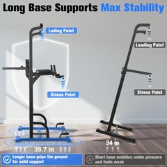 Power Tower Dip Station Pull Up Bar for Home Gym Strength Training Workout Eq…