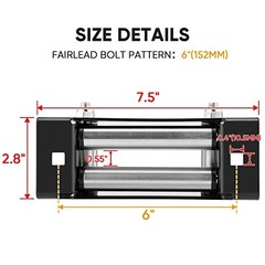 (152MM) Winch Roller Fairlead Cable Guide fit 4000-5500 LBS UTV Winches 6″