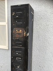 Vintage Metal Storage Locker Cabinets 10 Compartment School Gym Black Plz Read