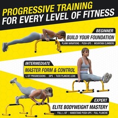 Lebert Fitness Parallette Push Up Bars Dip Station Stand – Perfect for Home a…