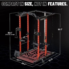 Mikolo Home Gym Power Rack, Adjustable Bench, Cable Attachments, Bumper Plates