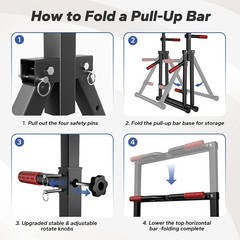 DOBESTS Power Tower Pull Up Bar Free Standing, Adjustable Foldable Pull Up St…