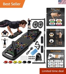Versatile Push Up Board with Resistance Bands & Ab Roller for Total Body Fitness