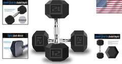 Black Hex 12 LB Dumbbell Pair | Perfect for Weight Loss & Strength Building