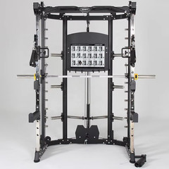 Multi-Station Adjustable Gym Smith Machine Lat Pulldown Black/Silver