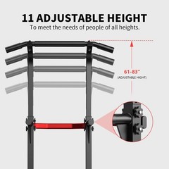 ZENOVA Pull Up Bar Dip Bar Squat Rack Workout Dip Station Height Adjustable F…