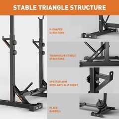 Elevens Squat Rack Stand Adjustable Bench Press Rack Barbell Rack Stand Multi…