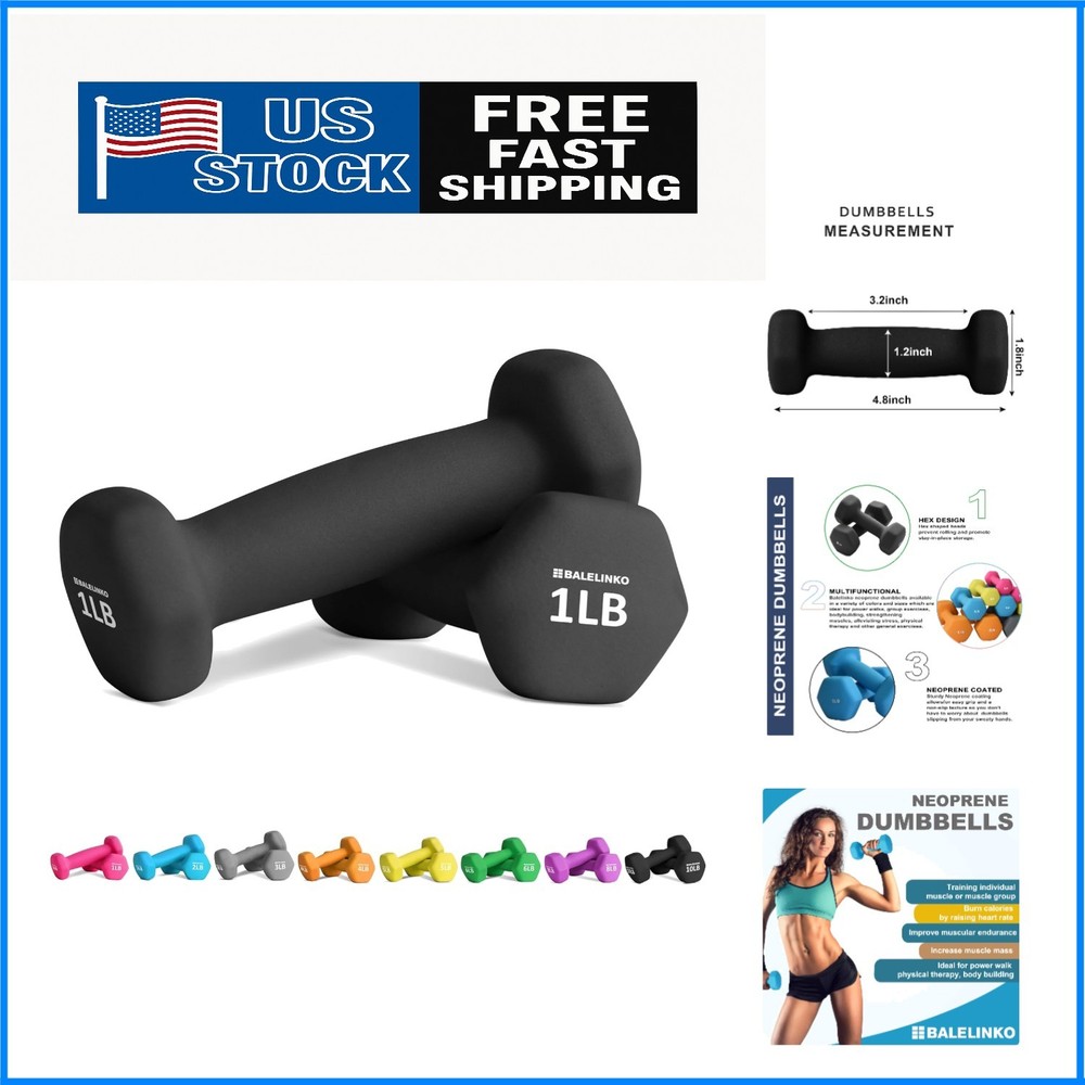 Portable 1 lb Neoprene Hex Dumbbells for Pilates & Strength Training – Pair of 2