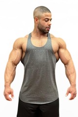 Bodybuilding Workout Stringer Gym Tank Top Singlet Racerback,Heather Gray,X-L…