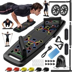Versatile Push Up Board with Resistance Bands & Ab Roller for Total Body Fitness