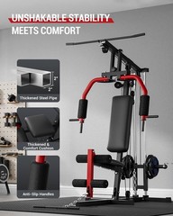 Multifunctional Home Gym Equipment Body Workout Station with Pulley System 400lb