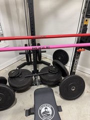 Bells of Steel & Rogue Adjustable Steel Home Gym Power Rack Bench Barbell Plates