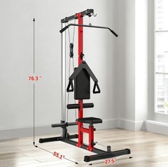 Pull Down & Low Row Cable Machine Home LAT Pulley System for Full Body Workout