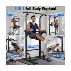 Sportsroyals Power Tower Pull Up Bar Station, 450LBS Stable Pull Up Dip Stati…