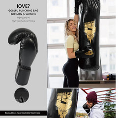 Hanging Punching Bag for Adults, 4ft PU Heavy Unfilled Boxing Bag Set
