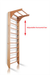 Wooden Wall Stall Bars with Adjustable Pull up Bar – Suitable for Home, School