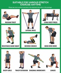 TREKONPEAK Resistance Bands for Working Out, Yellow+Red+Black+Purple+Green
