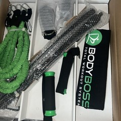 BodyBoss Home Gym 2.0 Full Portable Gym Home Workout Package Green 2 Bands
