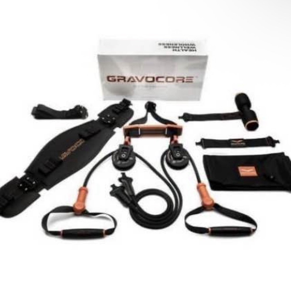 Gravocore Portable Resistance Training Home Gym Set Black Bands Handles