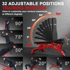 Strength Weight Bench 32 Adjustable Positions Training Benches – Heavy Duty Red
