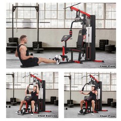 LX750 Multifunctional Full Home Gym System Workout Station with 122.5 Lbs Weight
