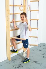 Wooden playground for home-Kids and adults wooden sport ladder with Swing set