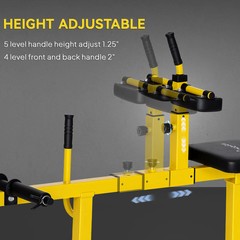 Seated Calf Raise Machine Adjustable Yellow Steel Gym Equipment
