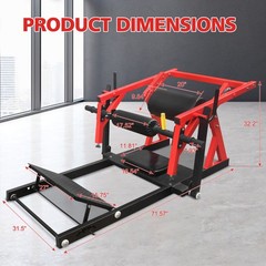 Hip Thrust Machine for Glutes, Adjustable Butt Workout w/ Weight Holder, Red