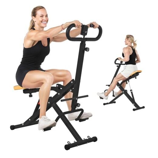 Squat & Rowing Machine – 12-Level Resistance Home Gym Equipment for Black
