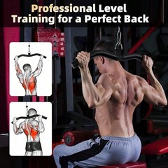 LAT Pulldown Bar & D Handle Attachment For Cable Machine Tricep Back Arm Workout