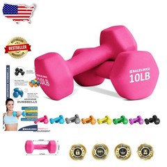 Durable 10lb Pink Neoprene Dumbbell Set – Non-Slip Grip, Yoga Pilates