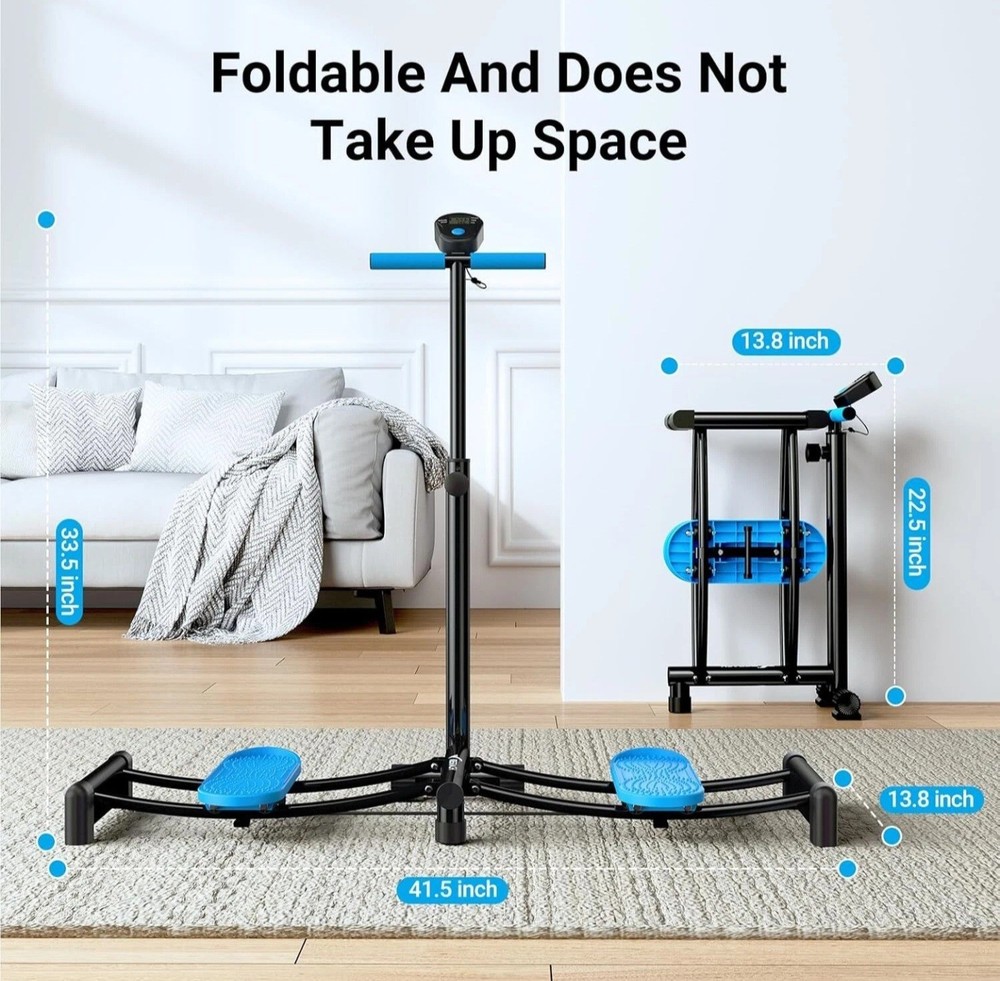 MERACH Foldable Ski Machine Home Gym Black Blue Anti-slip Durable Trainer
