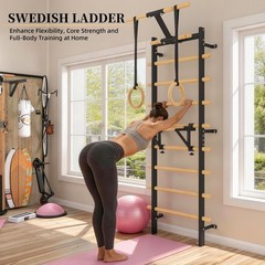 Wall Mounted Swedish Ladder Gym Stall Bar Pull Up Bar Home Fitness Workout