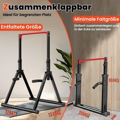 Folding Power Tower Dip Station Pull Up Bar Freestanding Height Adjustable M…