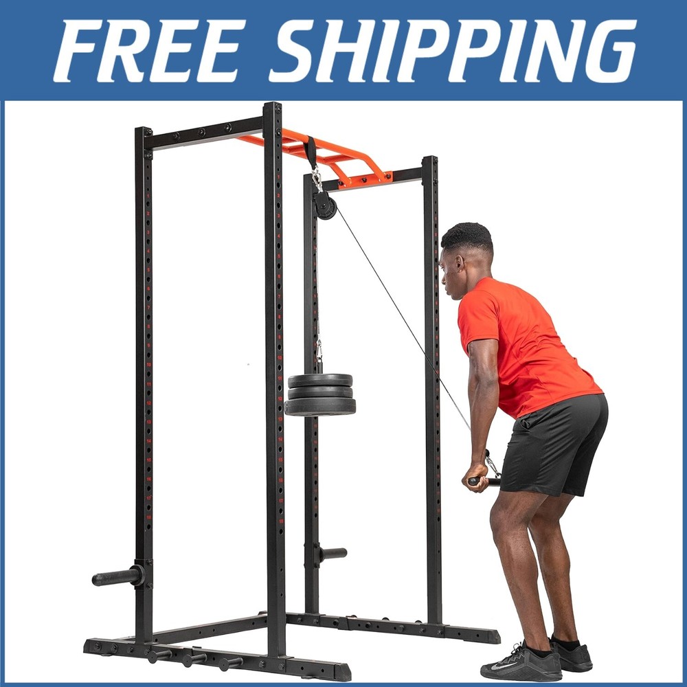Heavy-Duty Power Cage Upgrade: Lat Pull Down, J Hook, and Dip Bar Attachments=~~