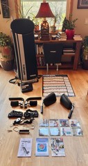TOTAL GYM FIT W/XL SQUAT STAND,ATTACHMENTS,CARD DECK,WALL CHART,DVDS,MANUALS