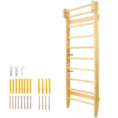 Swedish Ladder Wall Gym 2-in-1 10-Level 220 lbs Capacity Fitness Equipmen