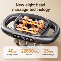Deep Tissue Massage Gun, 8-Head Percussion Massager with 30 Intensities & 3 M…