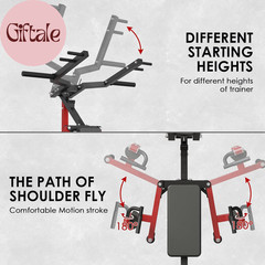 Deltoid and Shoulder Press Machine, Lateral Raise Machine with Adjustable Seat a