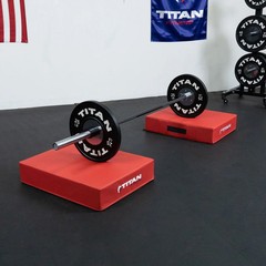 Titan Fitness Red Silencer Drop Pad Set, Weightlifting Drop Pads, 6in Crash Pads