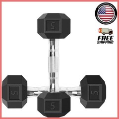 5 LB Hex Rubber Dumbbells Set – Perfect for Home Workouts & Strength Training