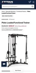 Titan Fitness Plate-Loaded Adjustable Multi-Station Functional Trainer, 660 lb,…