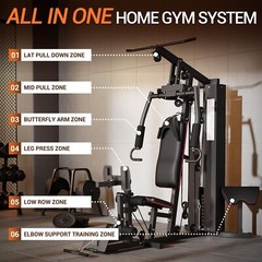Workout Station Multifunctional Full Body Exercise Workout w/ Pulley System Home