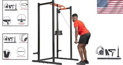 Heavy-Duty Power Cage Upgrade: Lat Pull Down, J Hook, and Dip Bar Attachments=~~