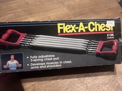 Red Handle Flex-A-Chest 5 Spring Chest Pull Gym Exerciser By Excel New Open Box