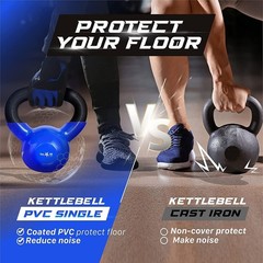 10 lb Vinyl Coated Cast Iron Kettlebell – Durable Home Gym Fitness Equipment