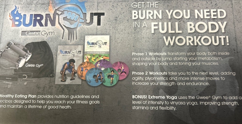 Gwee Gym Burnout Exercise Workout Kit Fitness + DVD w/ Bonus Yoga Sealed New