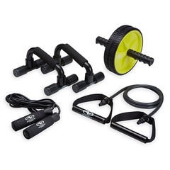 Athletic Works Home Gym Kit, Includes Resistance Tube, Ab Wheel, Jump Rope and P