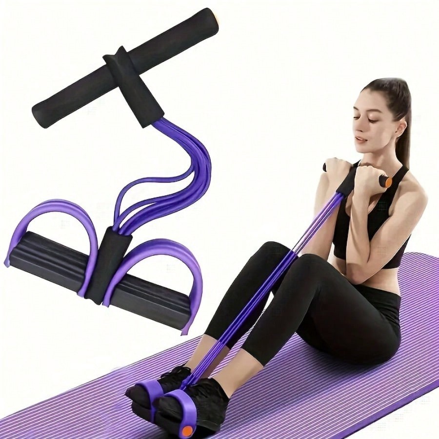 6-Tube Elastic Pedal Resistance Band – Full Body Workout & Muscle Toning Tool