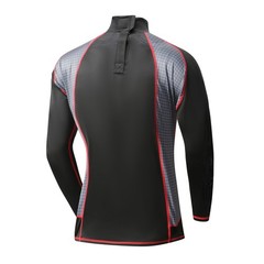 Mens Hockey Shirt with Neck Guard,Long Sleeves Compression Shirt with Integra…